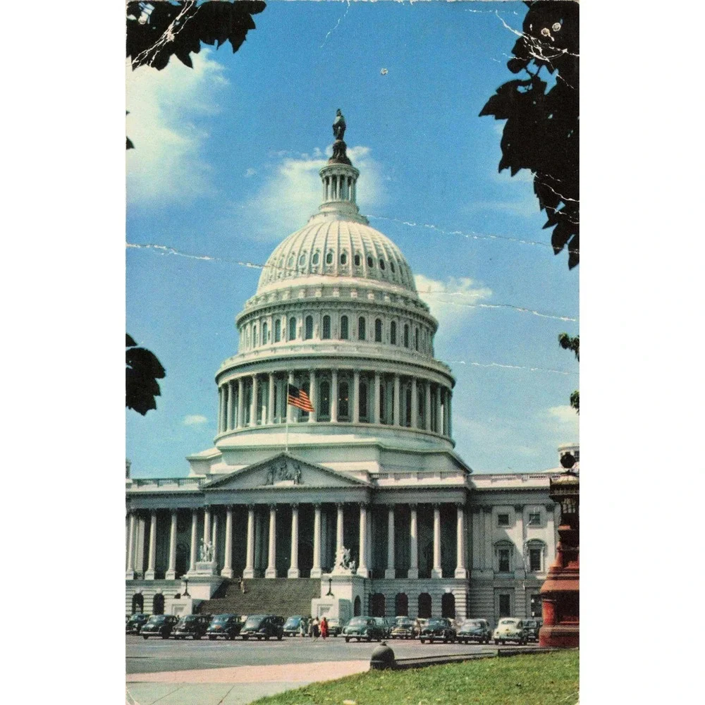 Vintage 1951 US Capitol Building Postcard Washington DC Mirro-Krome WN-45